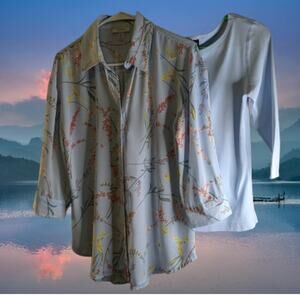 Cupio Medium 3/4 sleeve polyester top & Gap medium cotton baby blue woman's tops